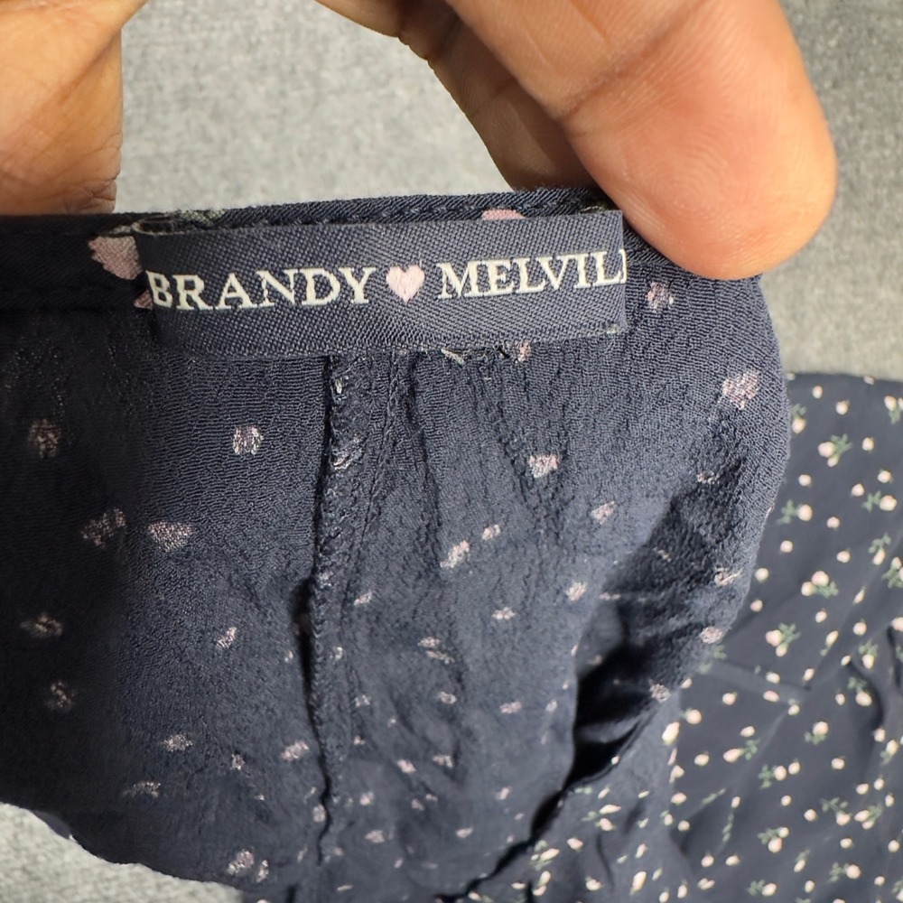 Brandy Melville Wrap Dress Womens 2 Blue Floral Summer‎ Italy Romantic Coquette - Picture 9 of 12